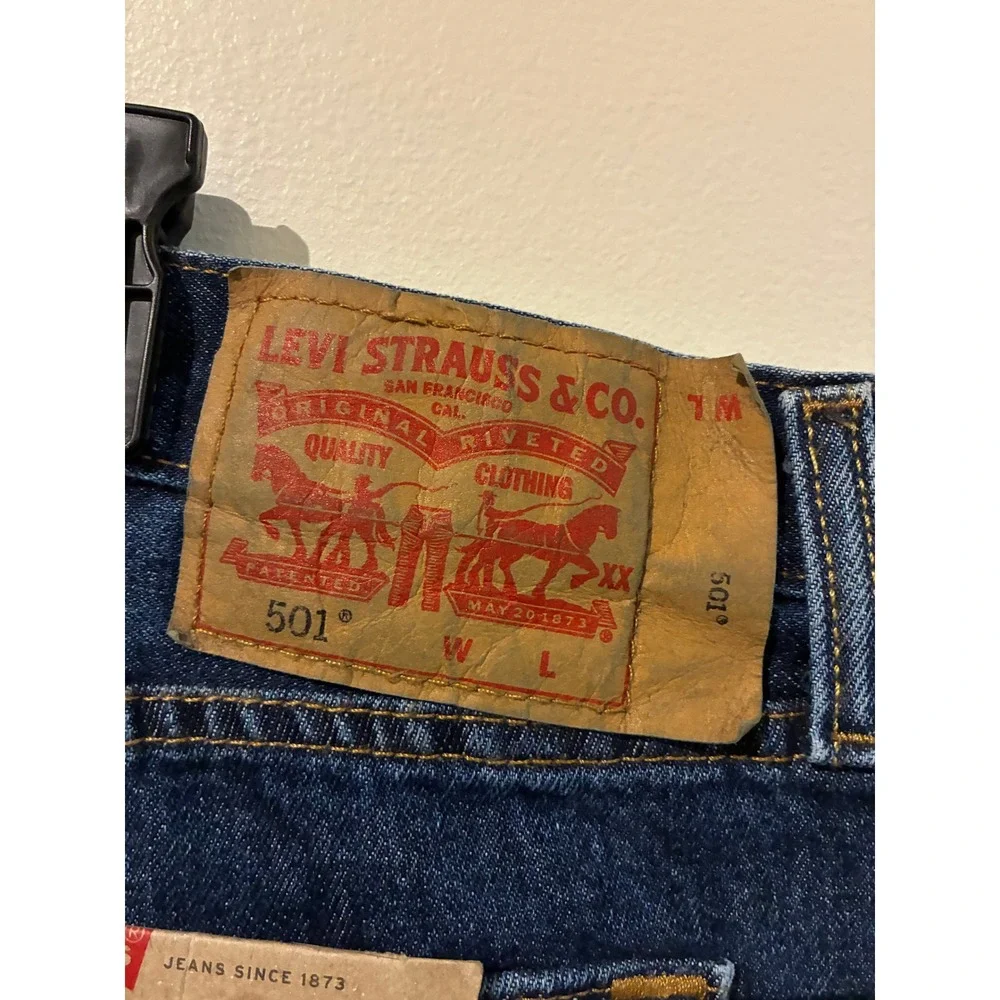 Levis 501 Original Mens Big and Tall Dark Wash Straight Leg Denim Jeans 44x32